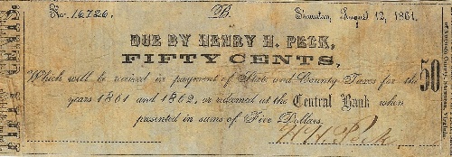 Sheriff's note 1861